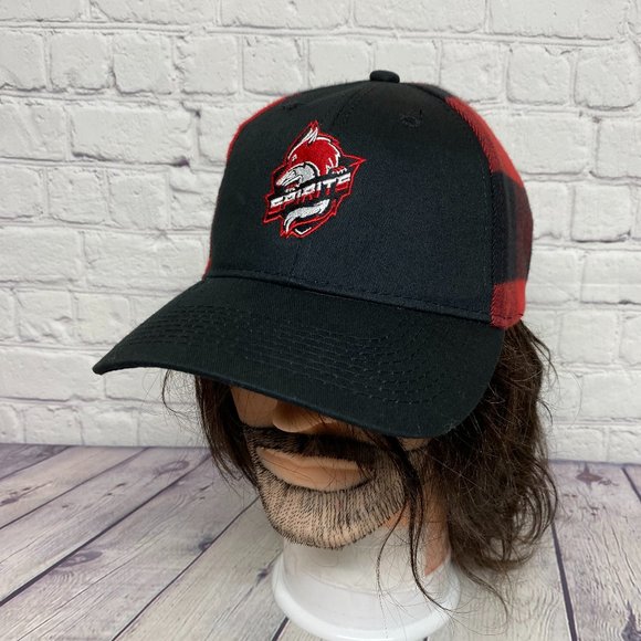Lumberjack Hat Cap Snapback Red Black Checkered Full Fit Spirits Embroidered - Picture 1 of 11